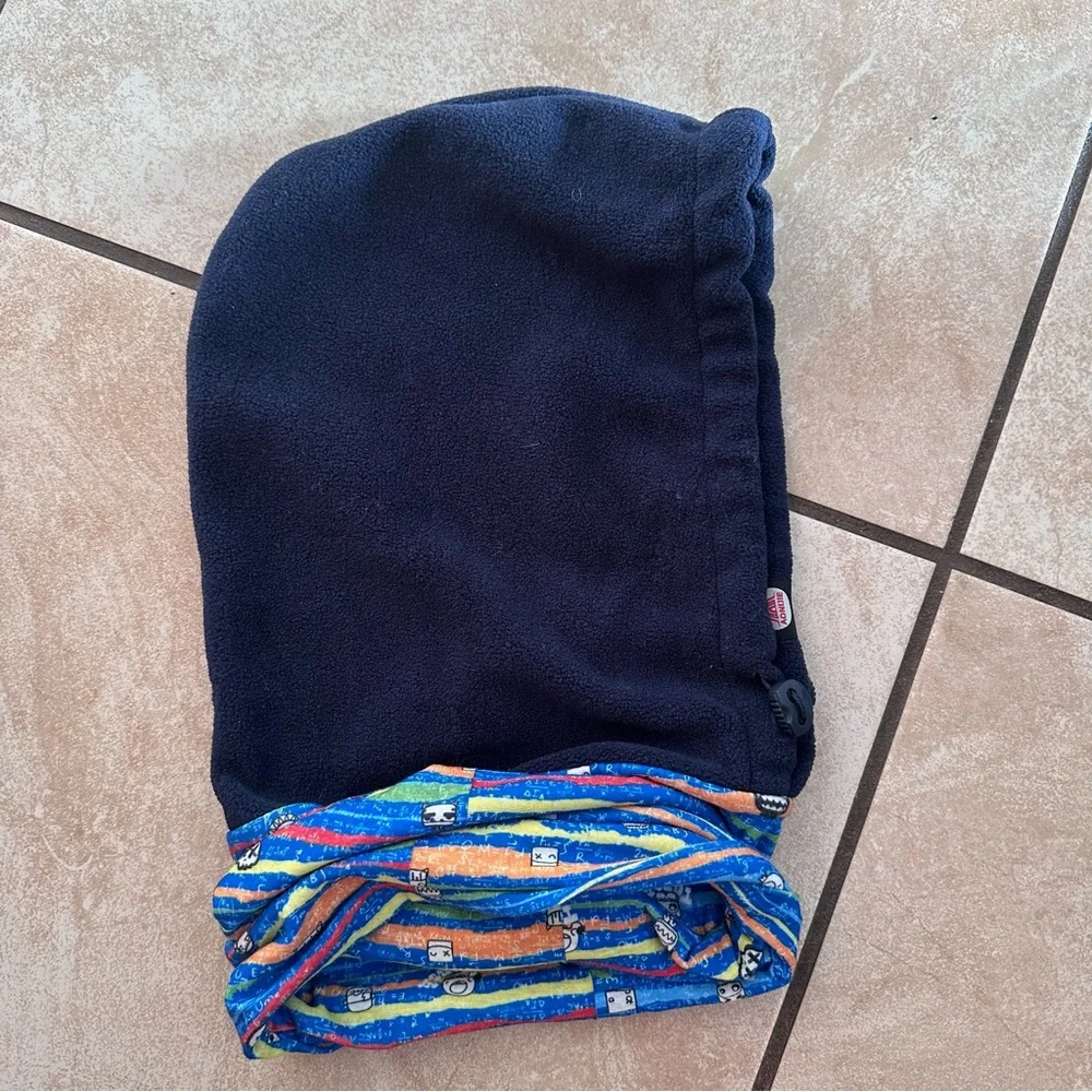 Cozy Kids Fleece Hood with Blue and Multicolor Trim